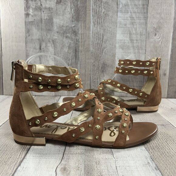 Sam Edelman Womens Daya Sandals Strappy Studded Gladiator Leather Brown Size 7.5 - Picture 3 of 13